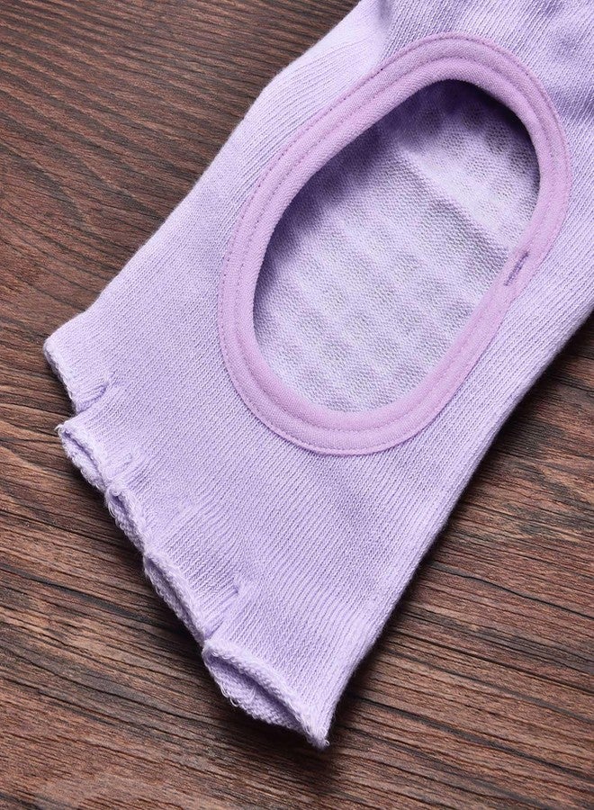 جوارب يوغا بدون أصابع للنساء، جوارب بيلاتس مع مقابض، جوارب قطنية مانعة للانزلاق مفتوحة الأصابع للبيلاتس والباريه والرقص الباليه (زوجان (أزرق وبنفسجي)) - Image 5